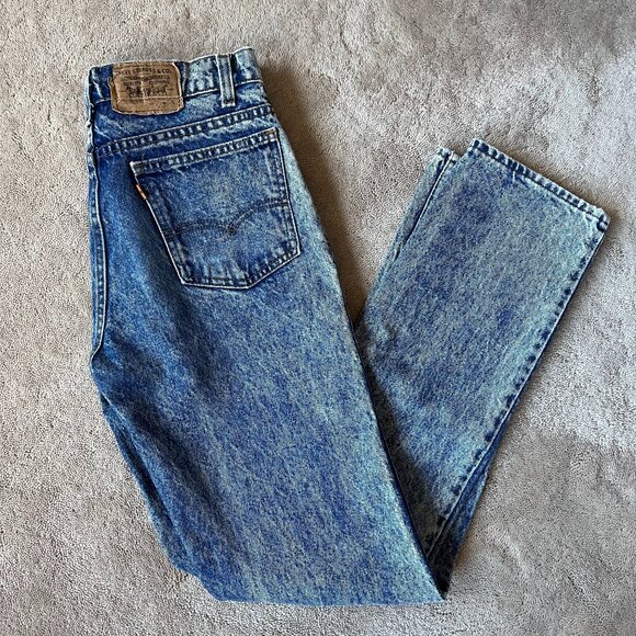 Levi's Denim - Vintage Levi's 505 Orange Tab Student Fit Acid Wash Jeans, W28 L31.5